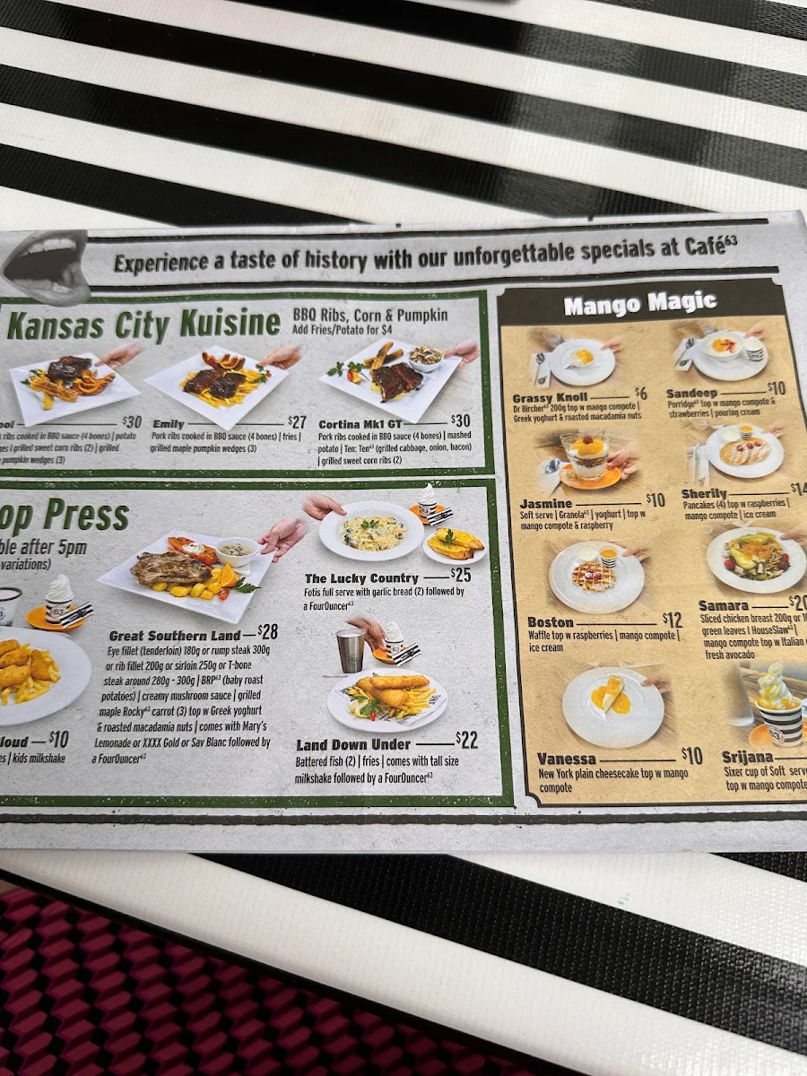Menu, Café63© Dakabin