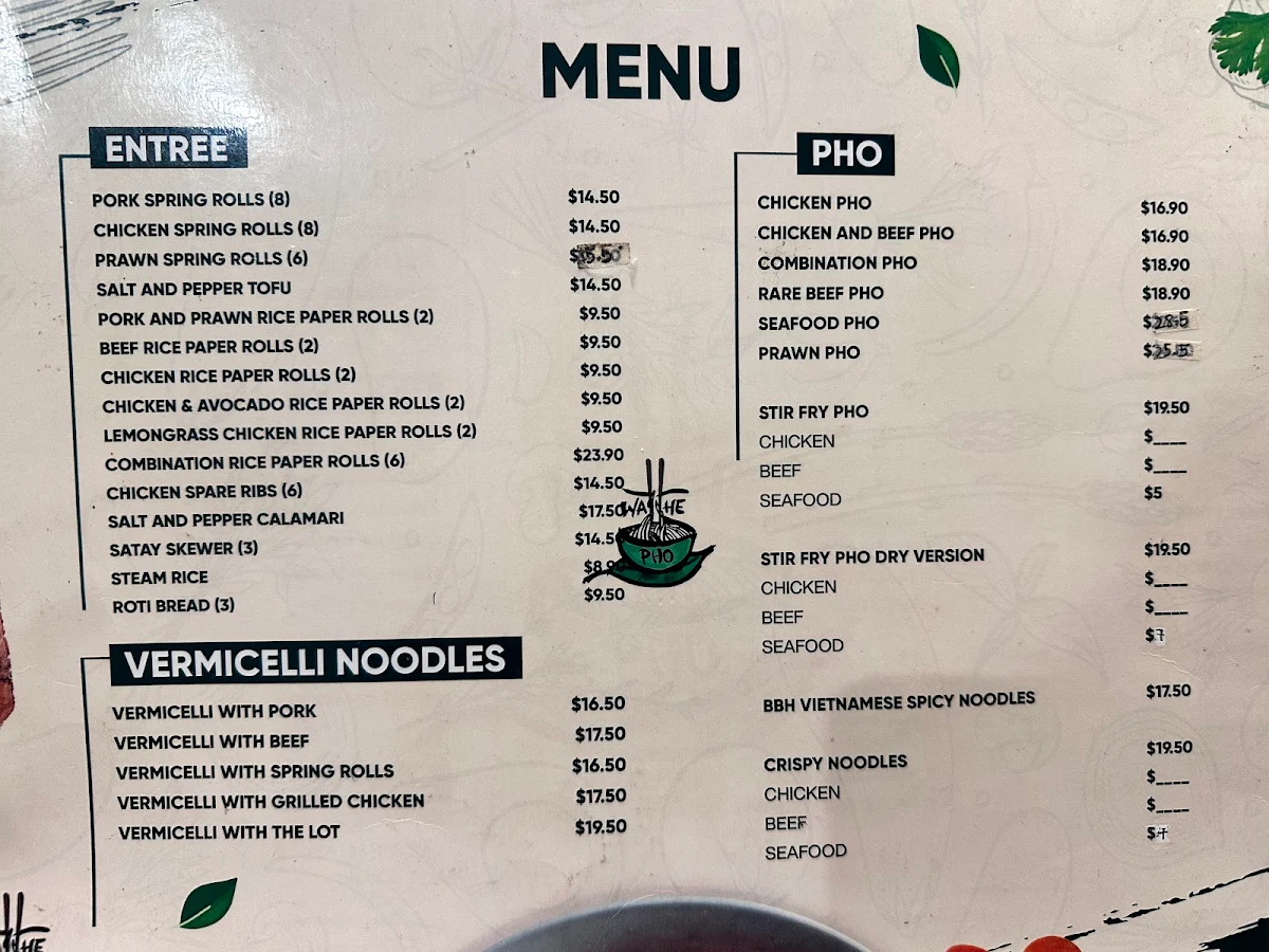 Menu, Wat The Pho