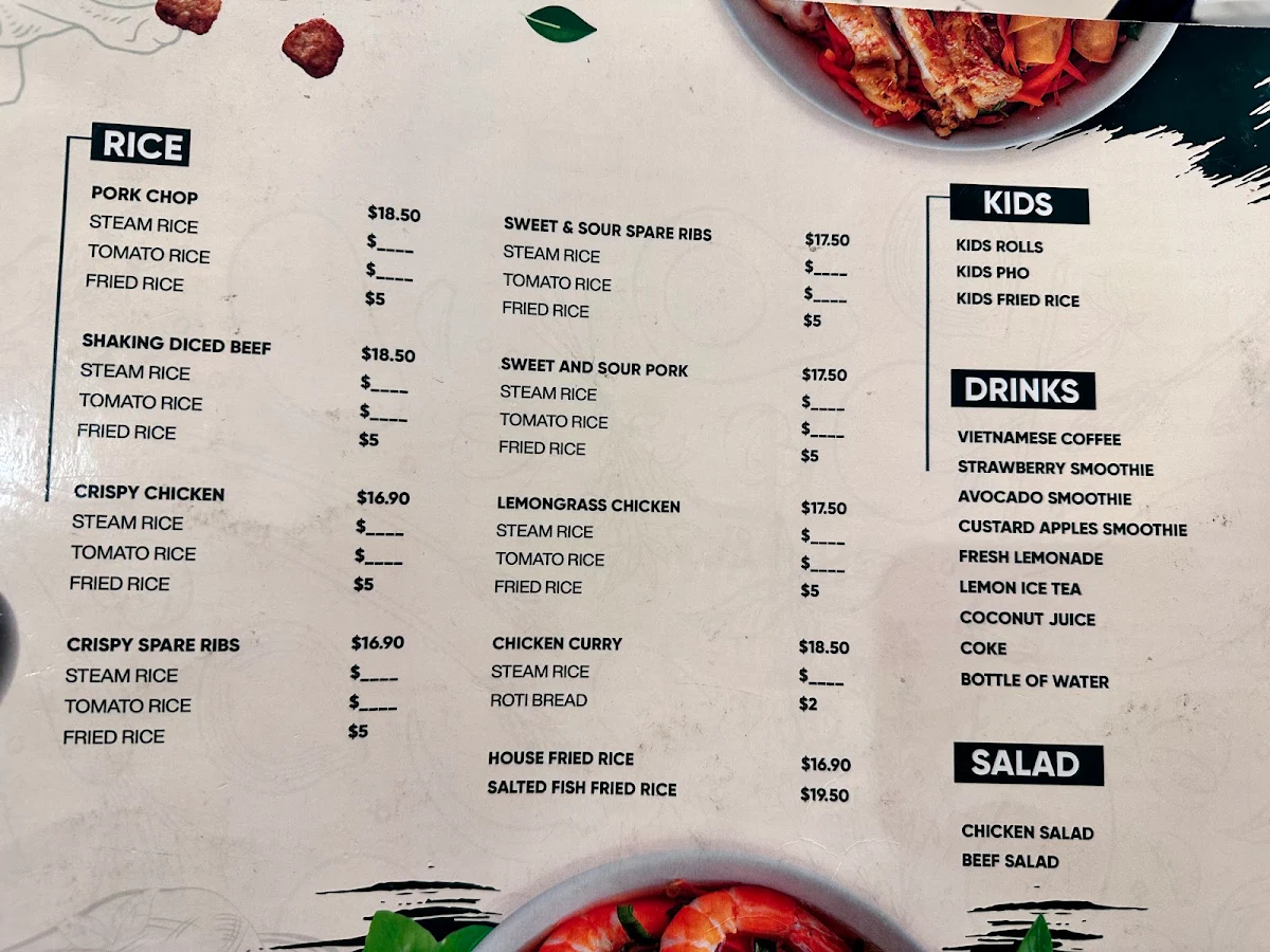 Menu, Wat The Pho