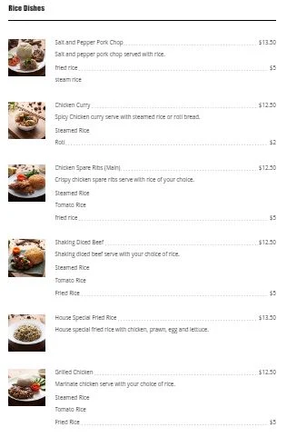 Menu, Wat The Pho