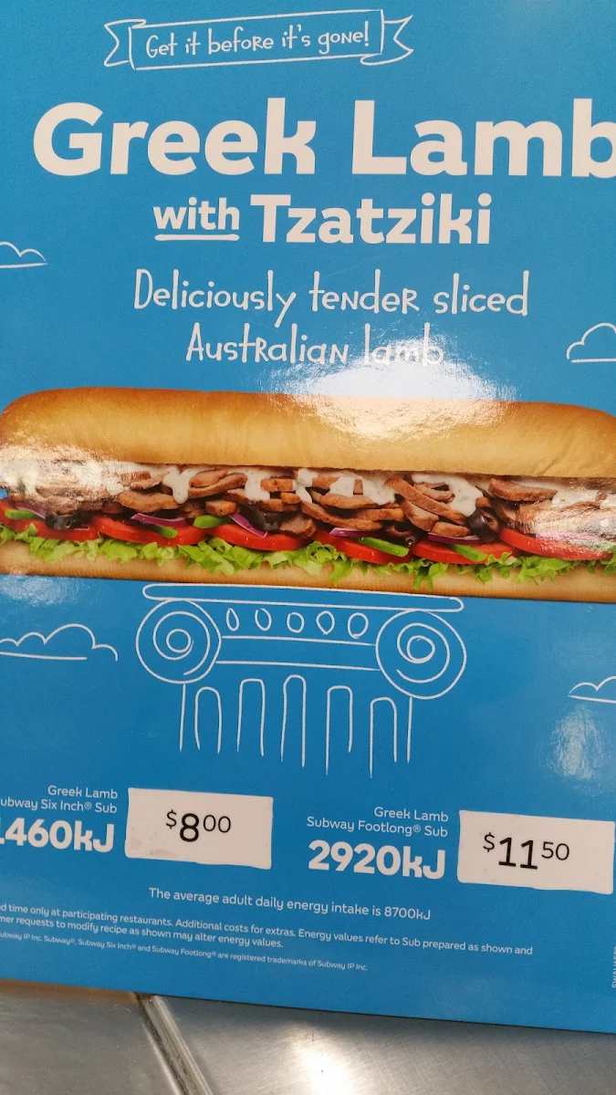 Menu, Subway