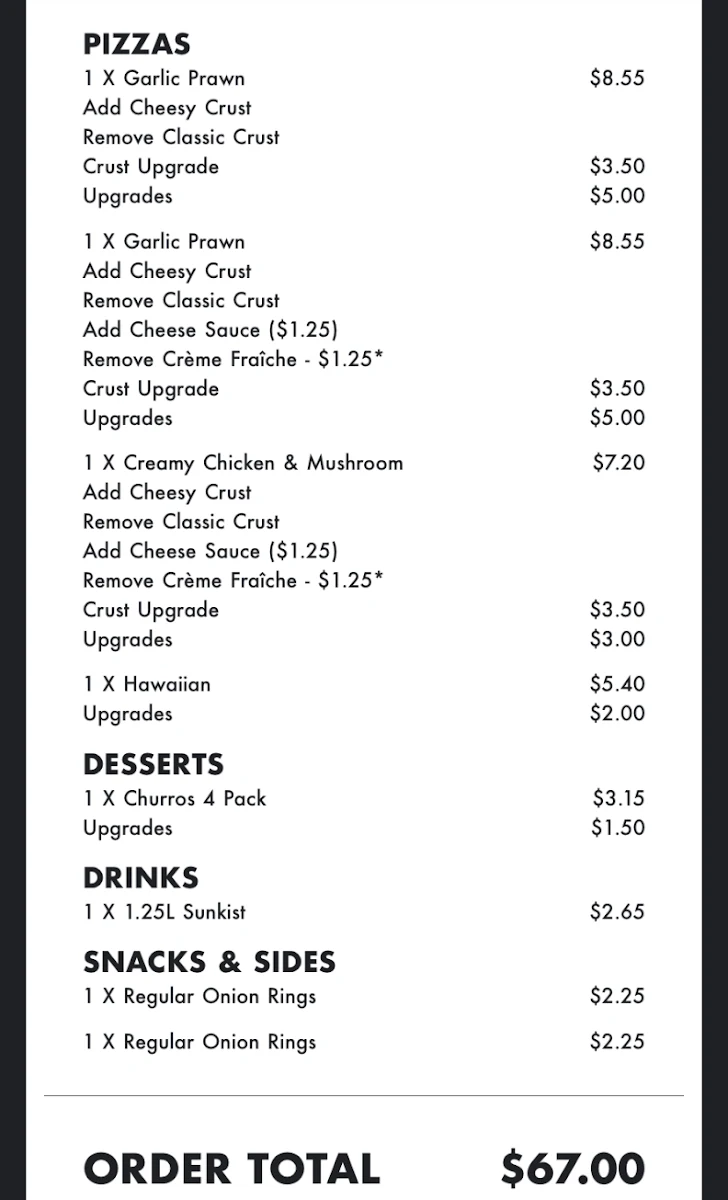 Menu, Domino's Pizza Epping North