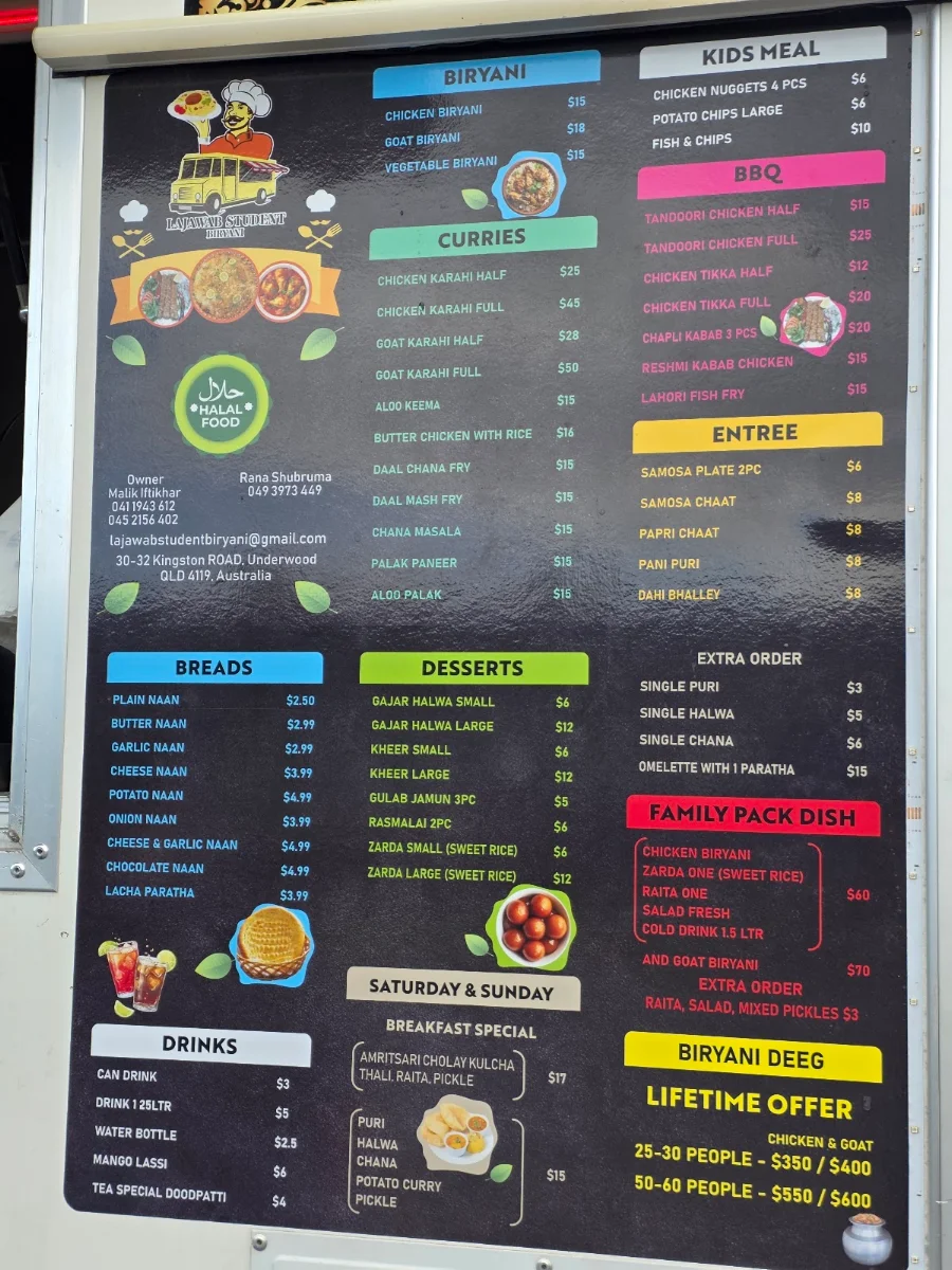 Menu, Lajawab biryani