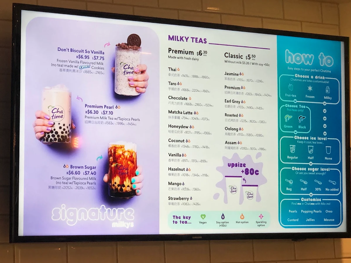 Menu, Chatime Pavilion on George