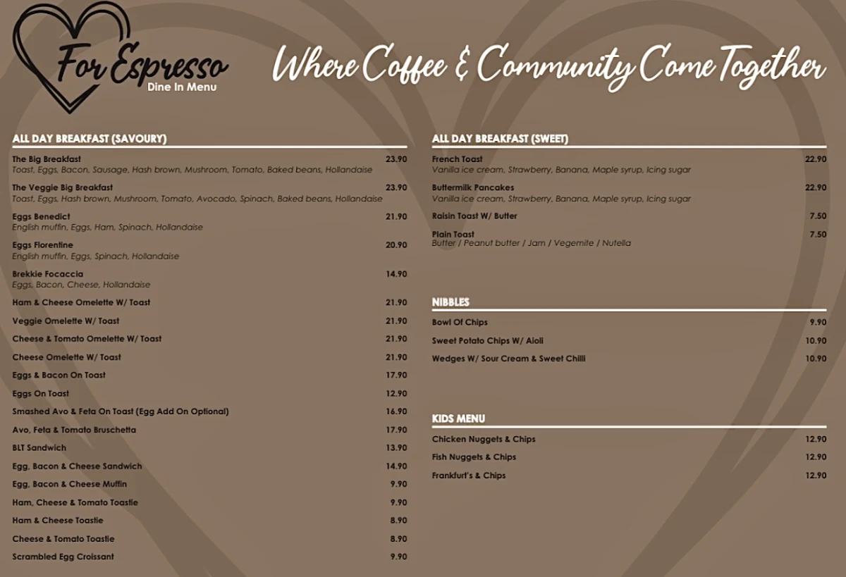 Menu, For Espresso