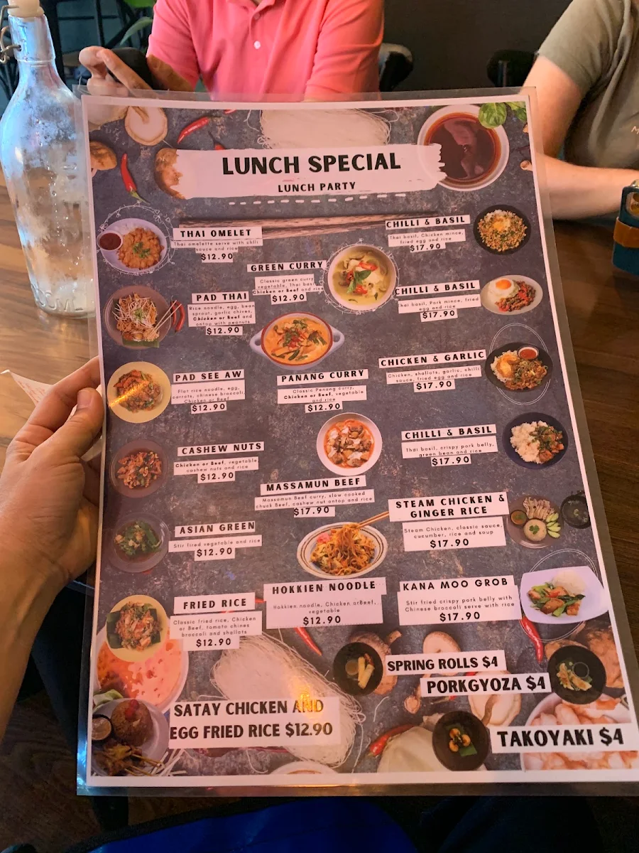 Menu, Chuan Chim Thai Restaurant