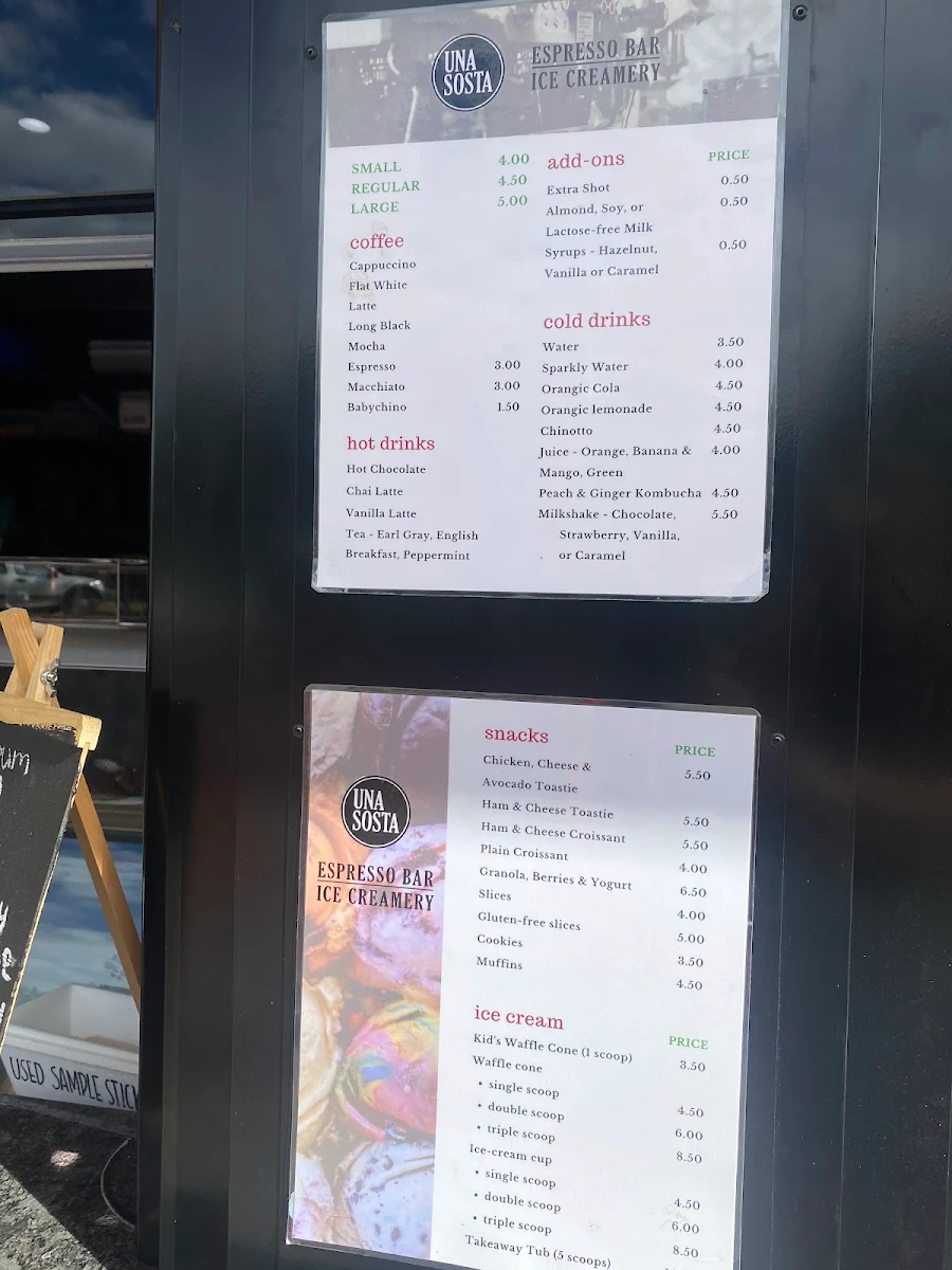 Menu, Una Sosta | Espresso Bar