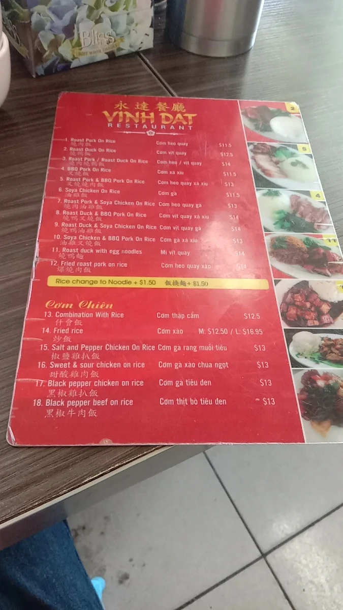 Menu, Vinh Dat