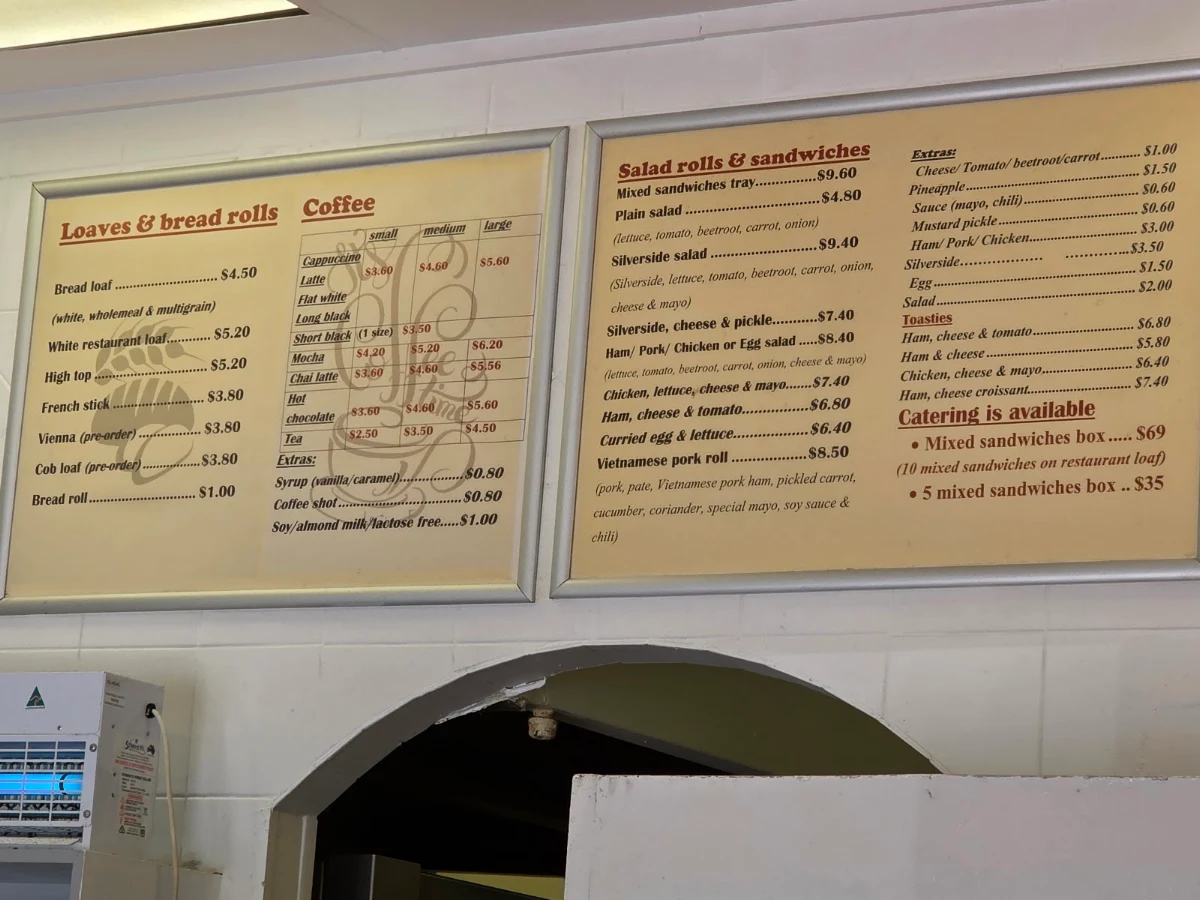 Menu, Hunter street bakery