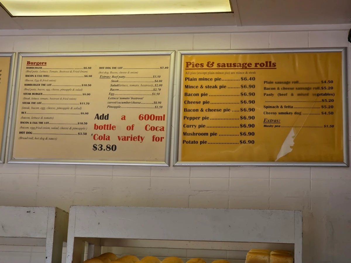 Menu, Hunter street bakery