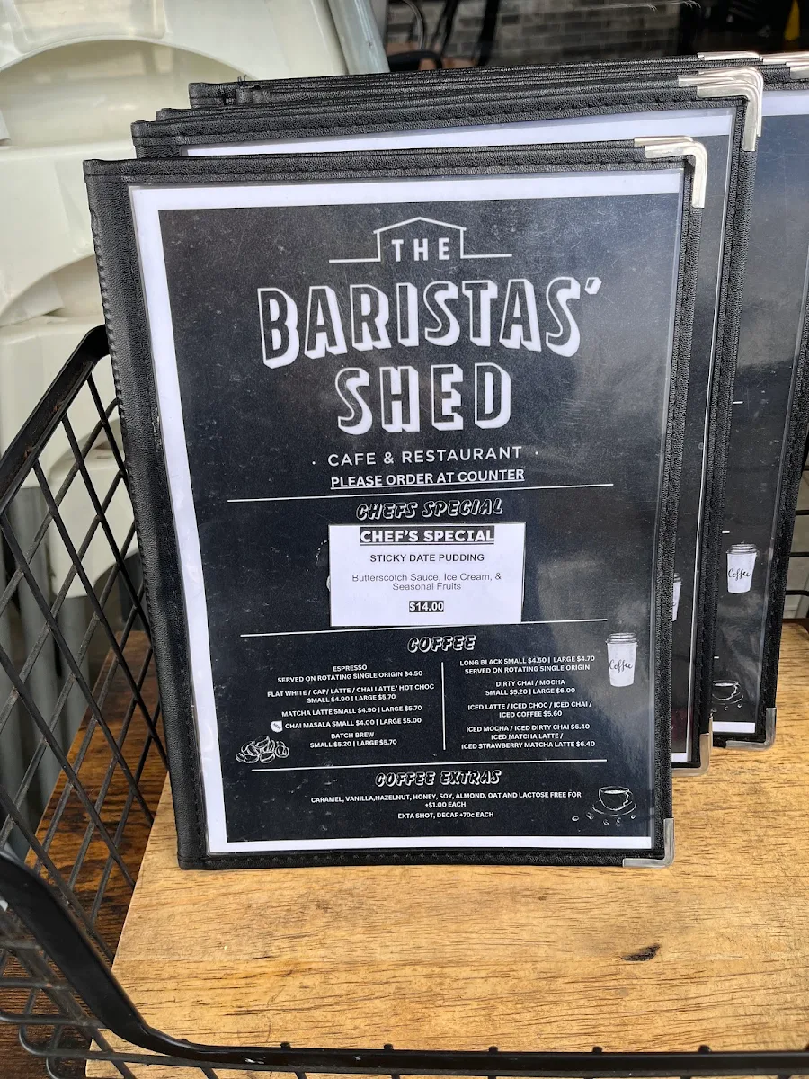 Menu, The Baristas' Shed