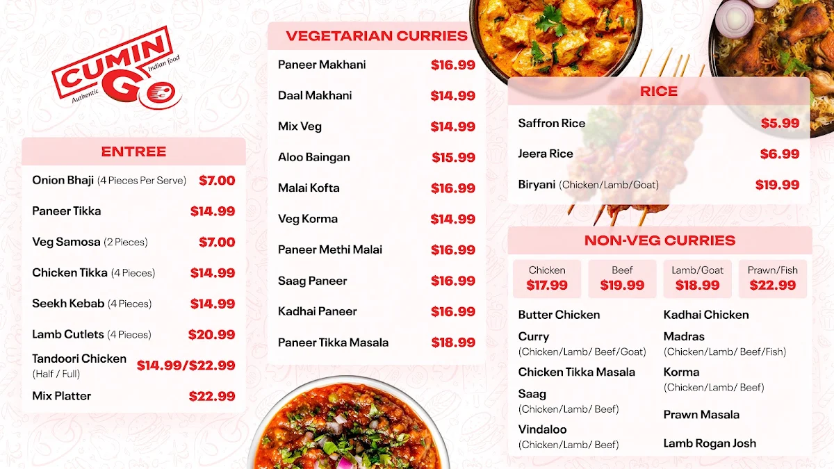 Menu, Cumin Go