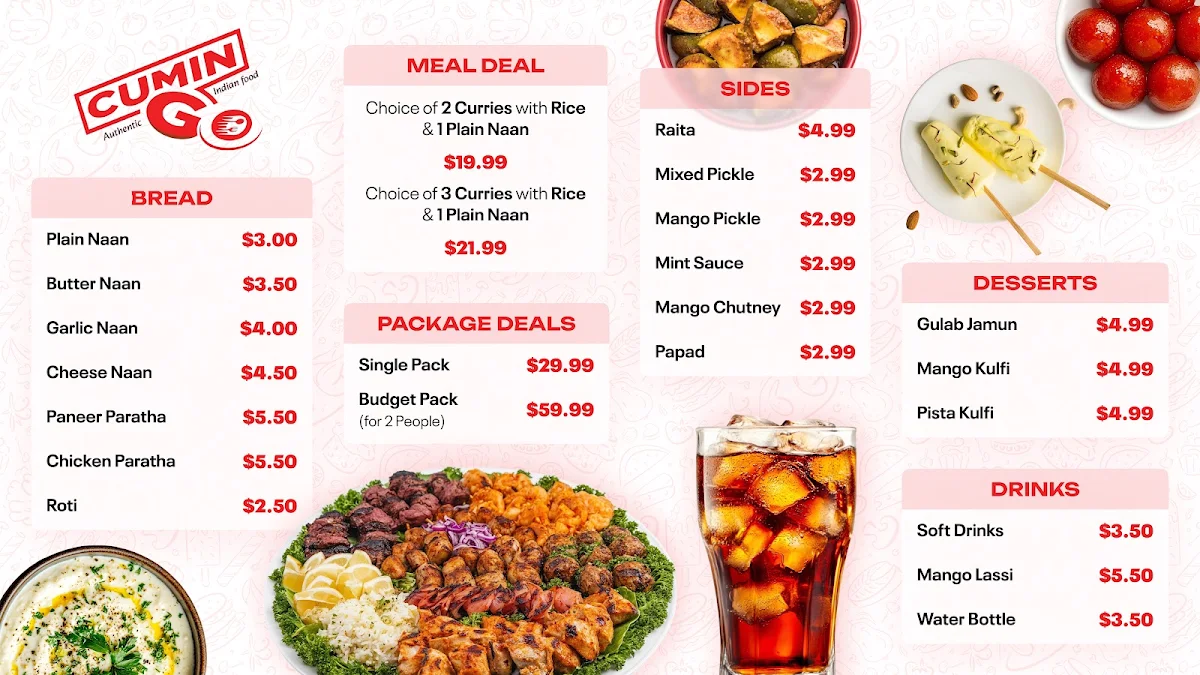 Menu, Cumin Go