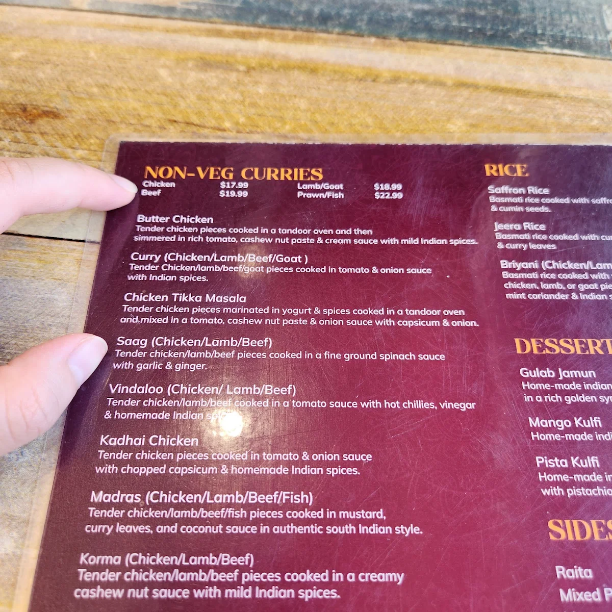 Menu, Cumin Go