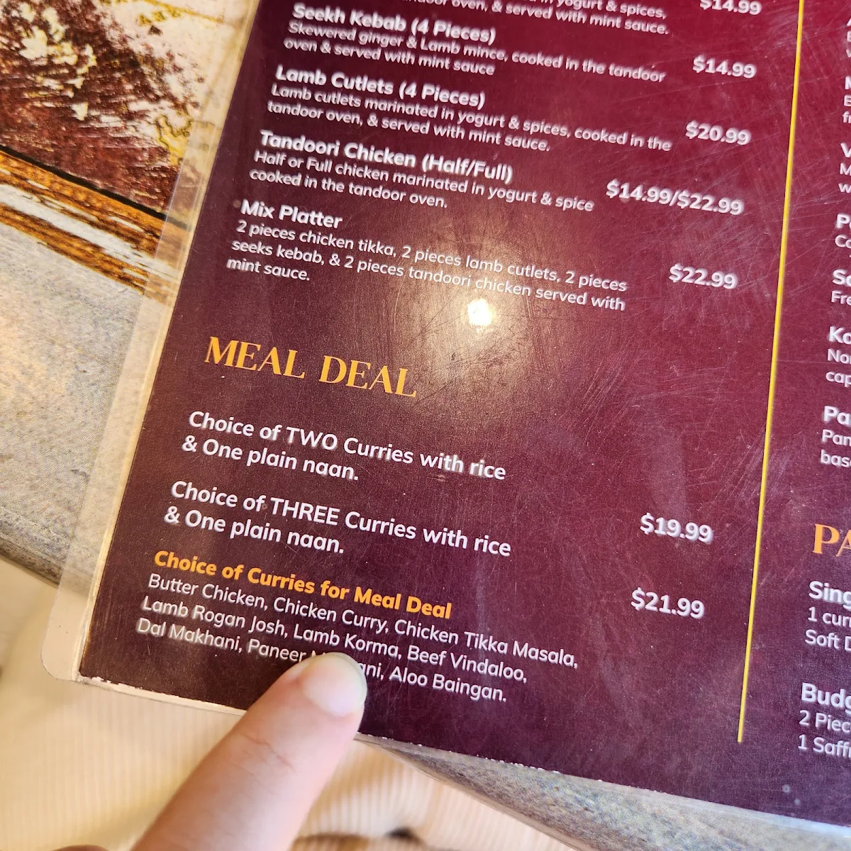 Menu, Cumin Go