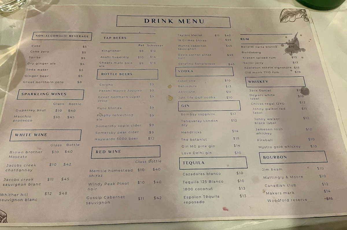 Menu, Jalwa - Indian Restaurant & Bar