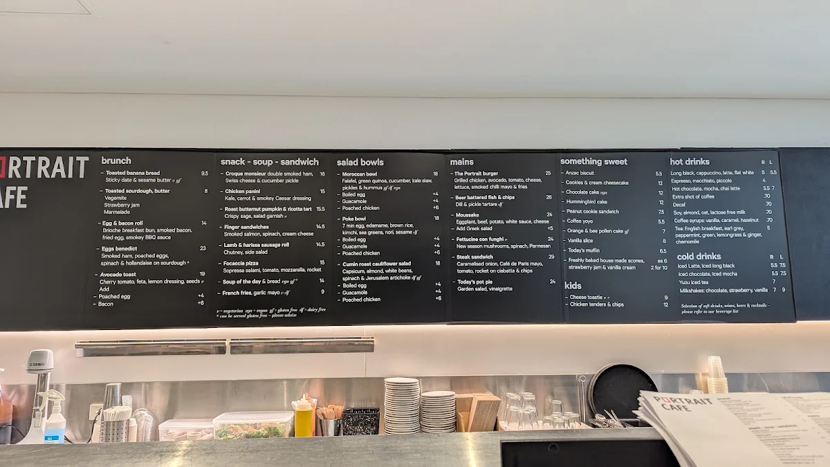 Menu, Portrait Cafe