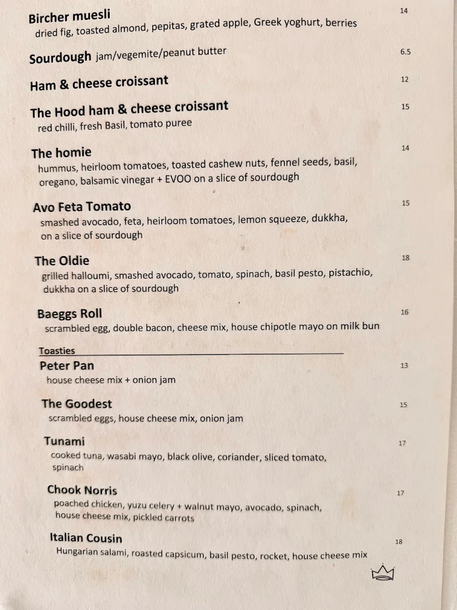 Menu, The Hood