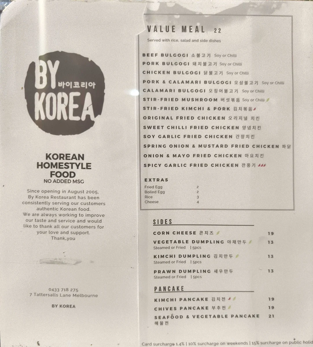 Menu, By Korea