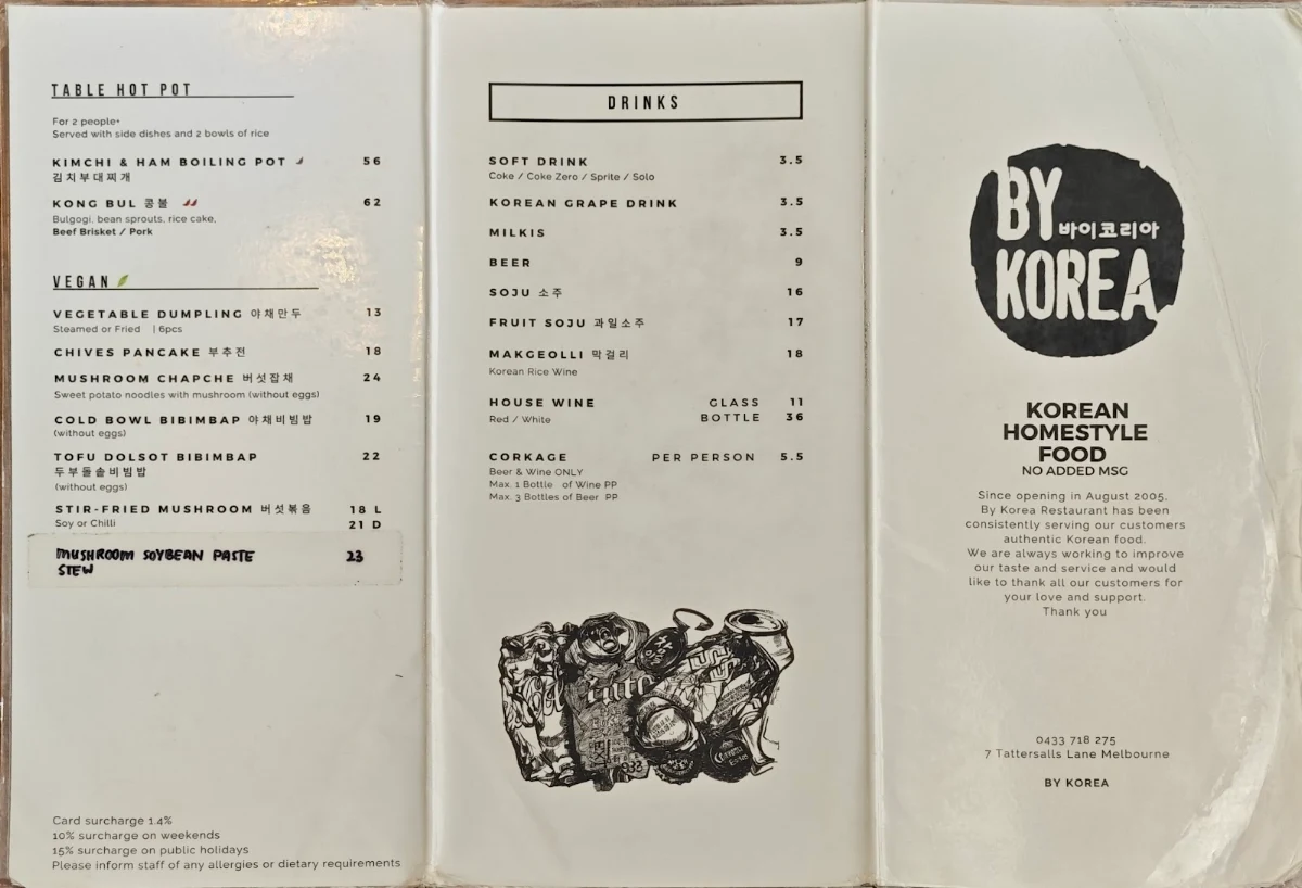 Menu, By Korea