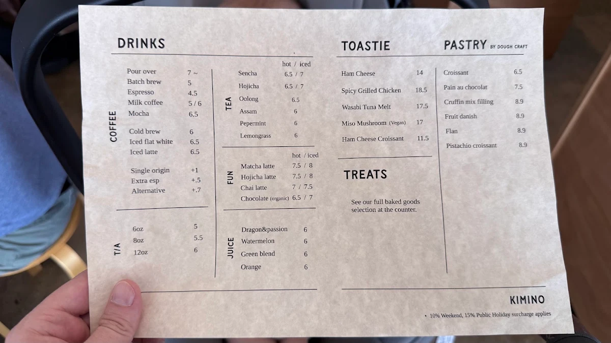 Menu, KIMINO