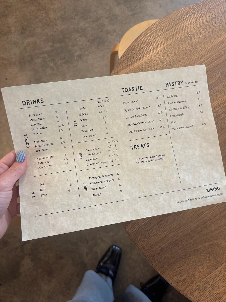 Menu, KIMINO