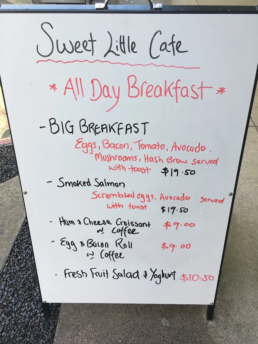 Menu, Sweet Little Cafe