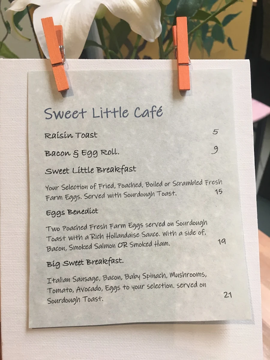 Menu, Sweet Little Cafe