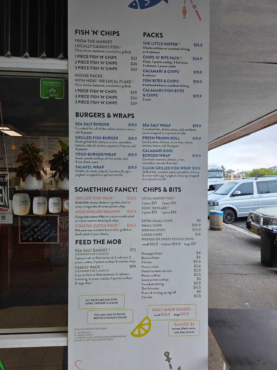 Menu, Seasalt Jetty