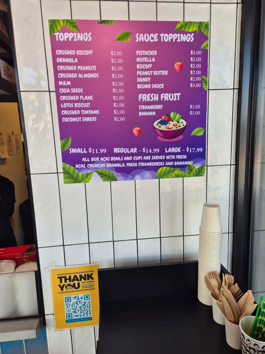 Menu, Burger Road Pakenham