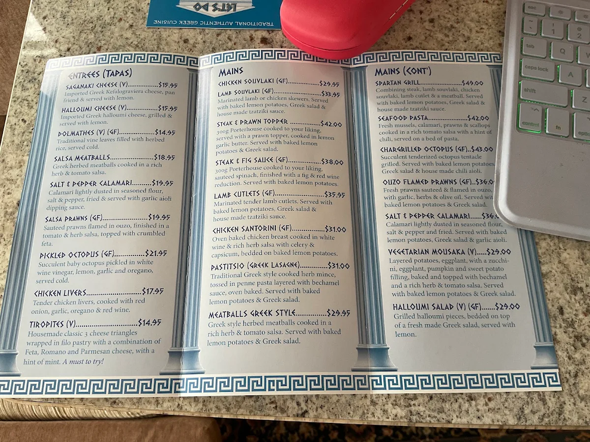 Menu, Let's Do Greek