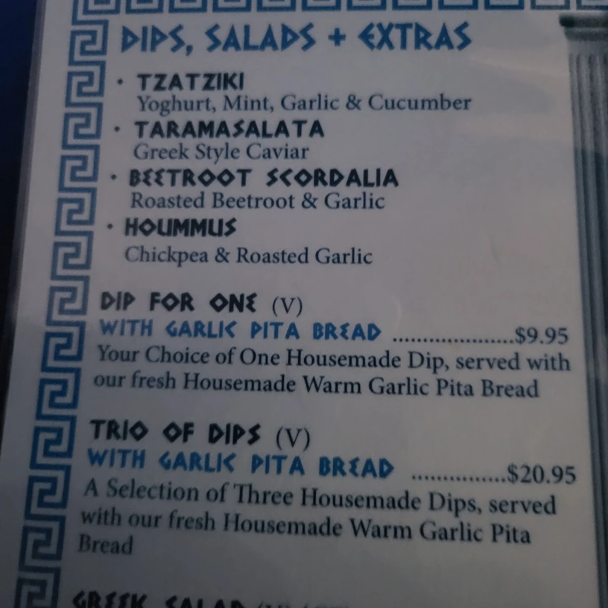 Menu, Let's Do Greek