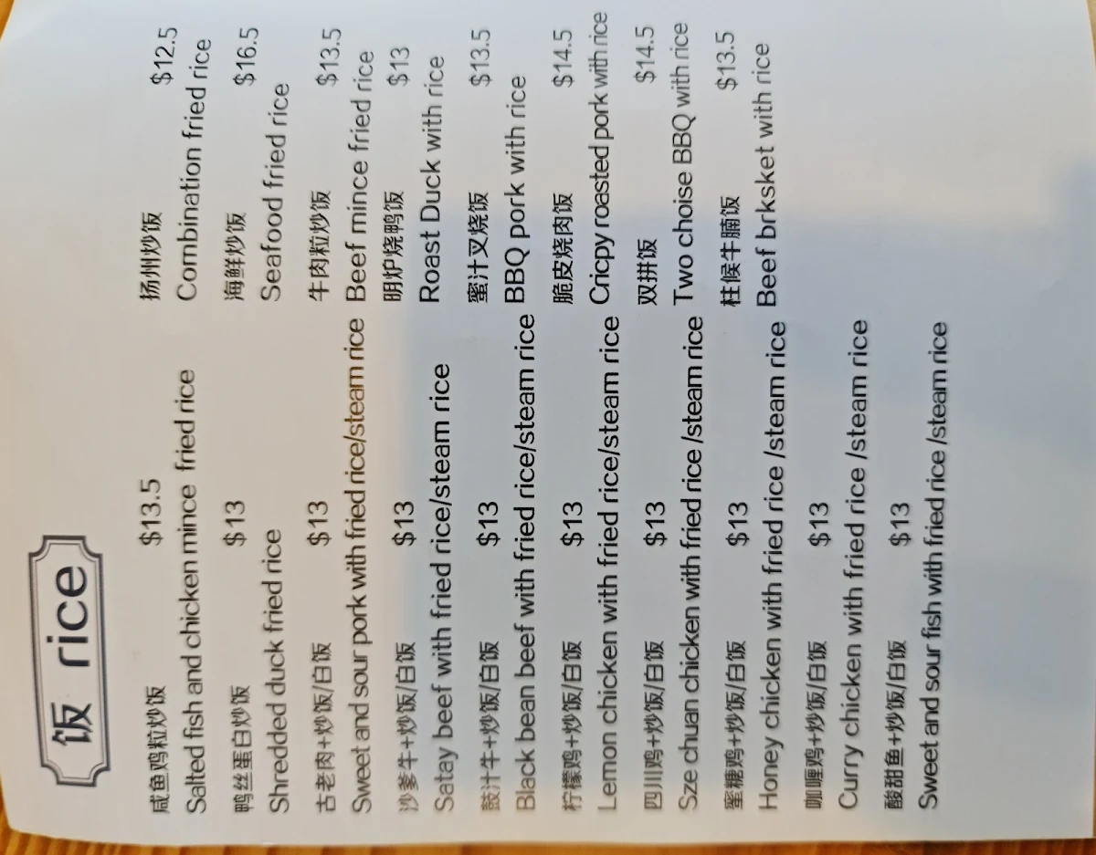 Menu, ShiWei - Churchlands