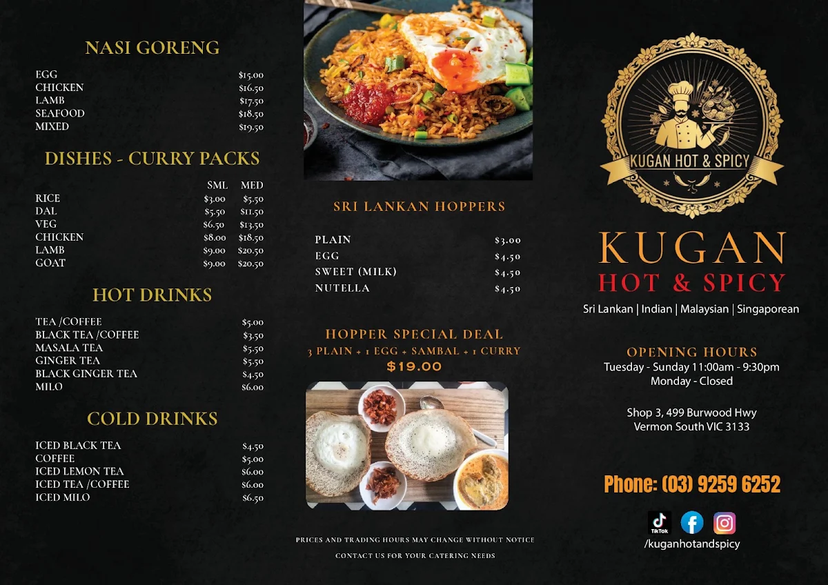 Menu, Kugan Hot & Spicy
