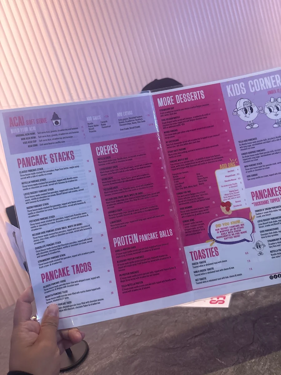 Menu, Pancake Pleasures