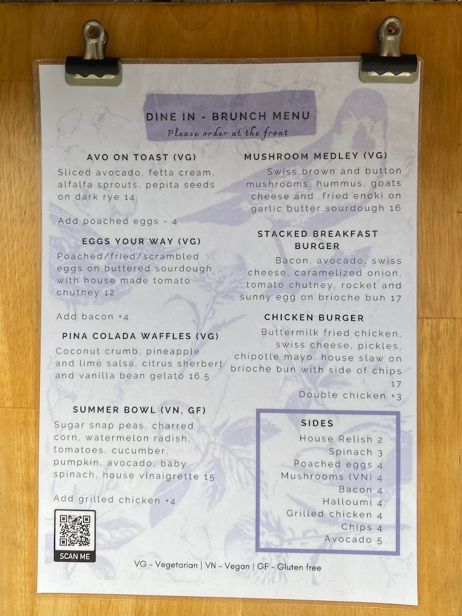 Menu, Ed on Edward Cafe