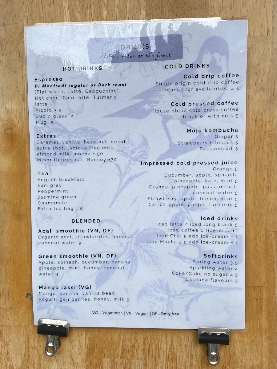 Menu, Ed on Edward Cafe