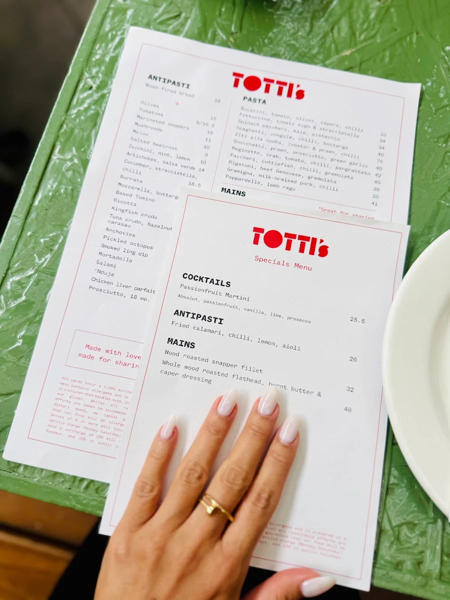 Menu, Totti’s