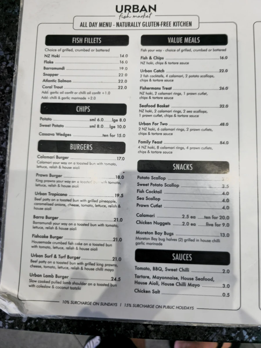 Menu, Urban Eatery & Cafe
