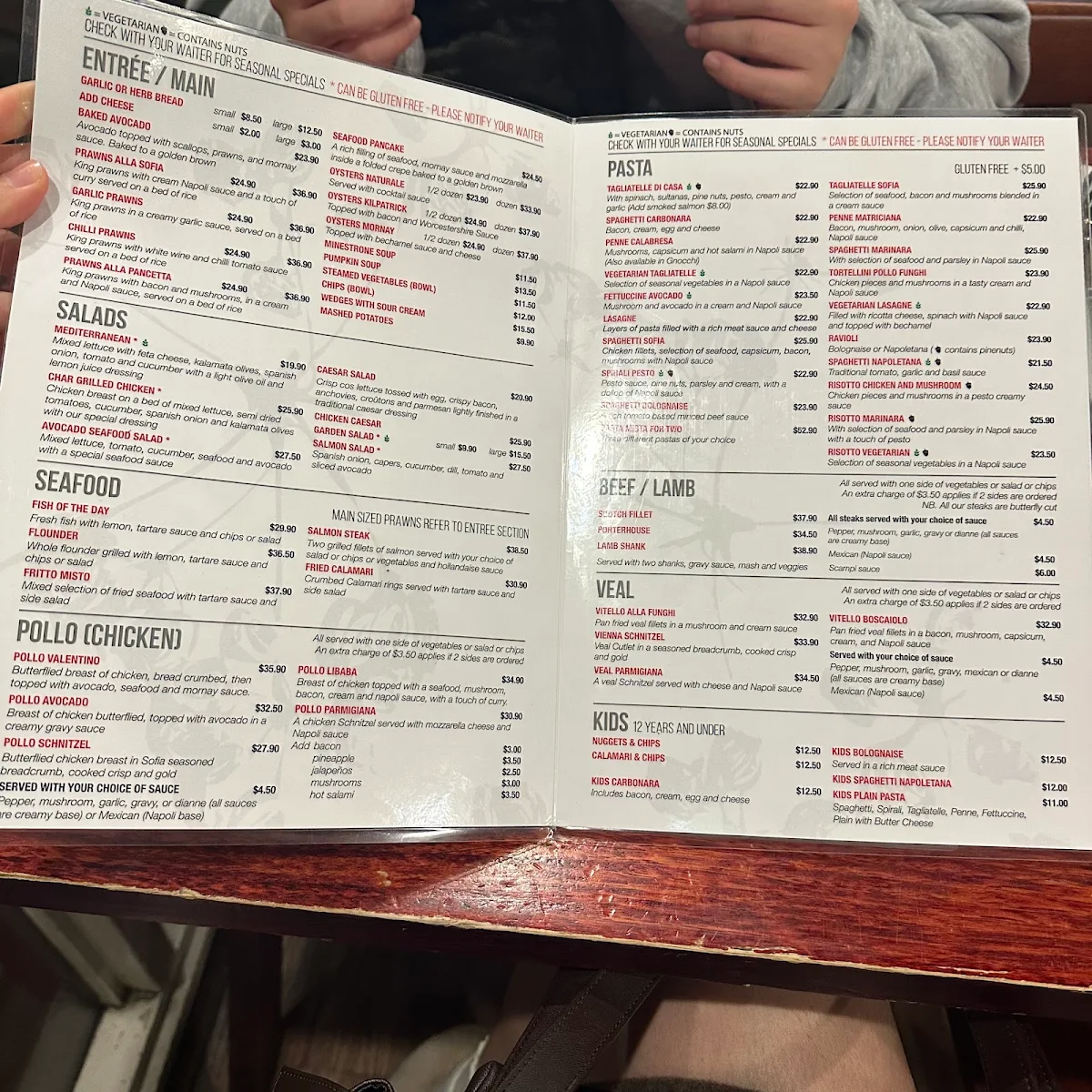 Menu, Sofia Burwood Italian Pizza Restaurant