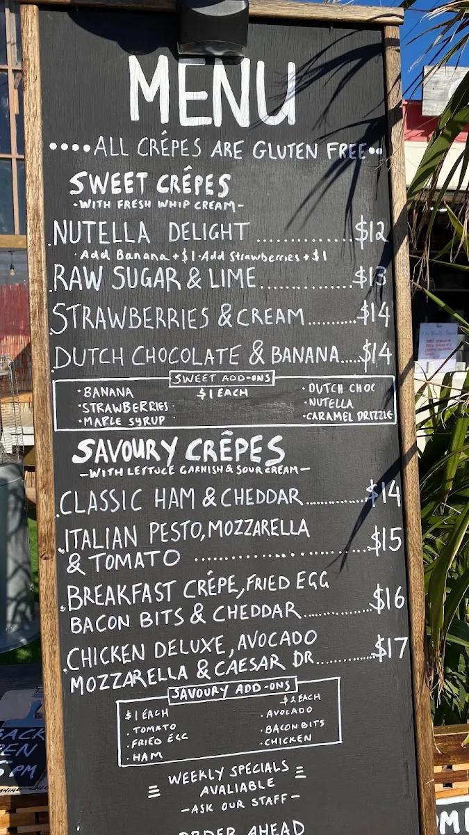 Menu, ALOHA CREPES