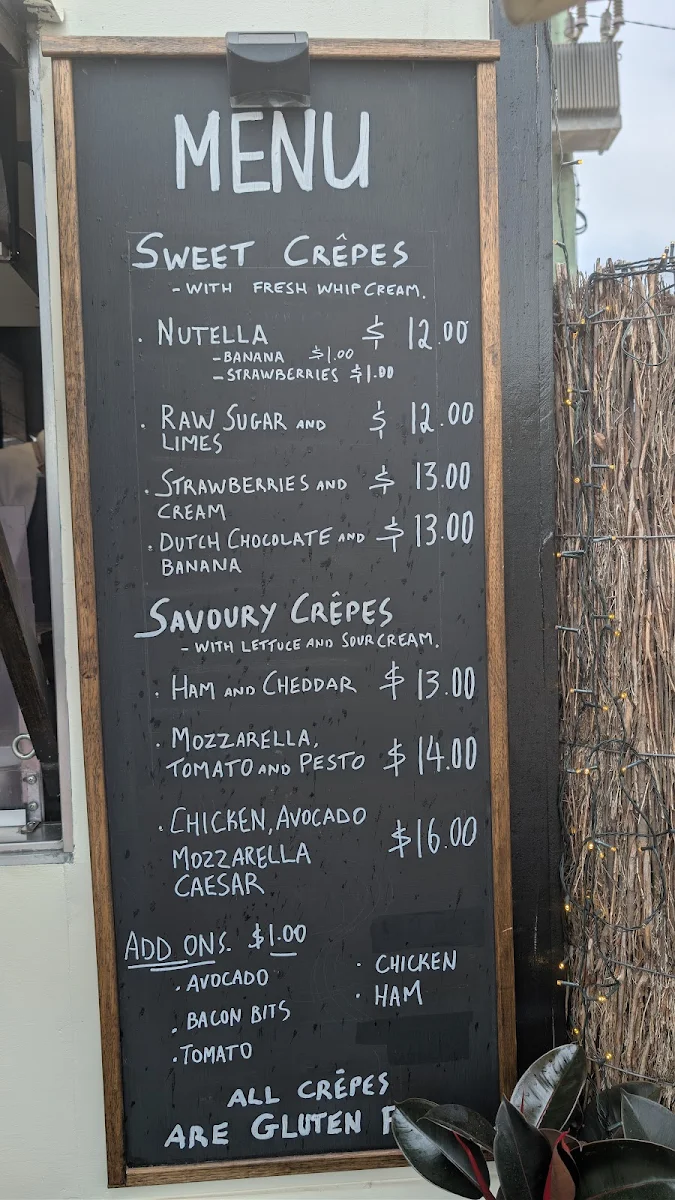 Menu, ALOHA CREPES