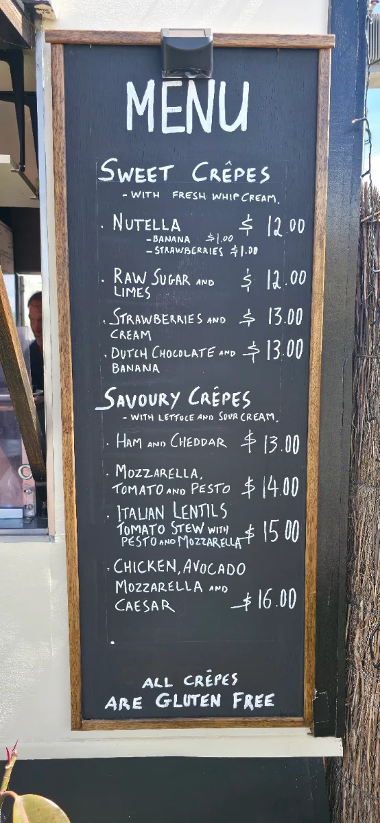 Menu, ALOHA CREPES