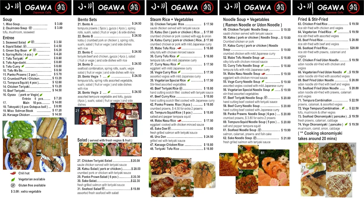 Menu, Ogawa Japanese Cafe