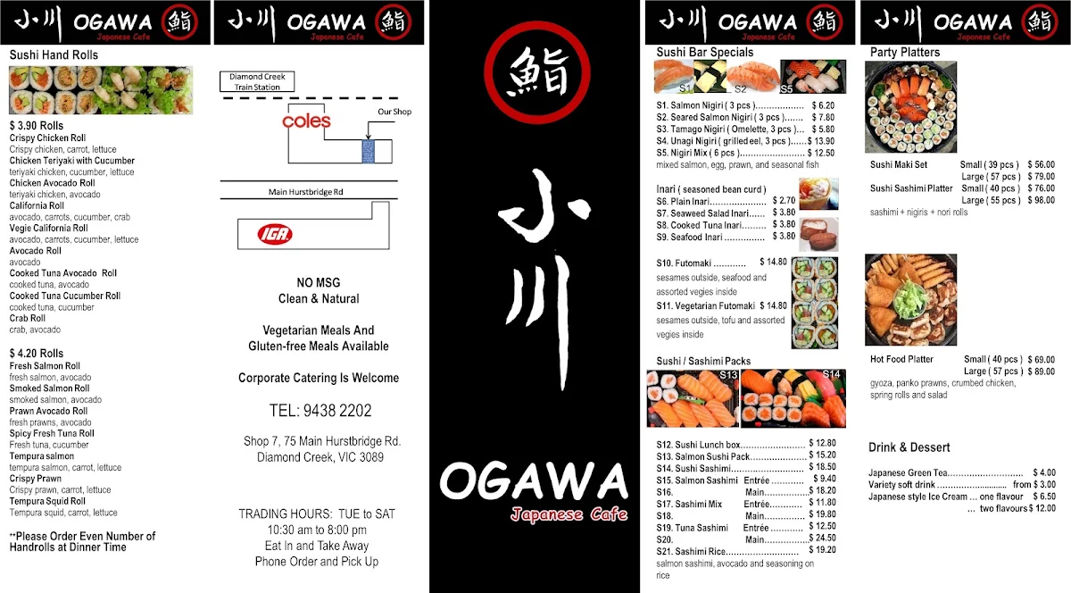 Menu, Ogawa Japanese Cafe
