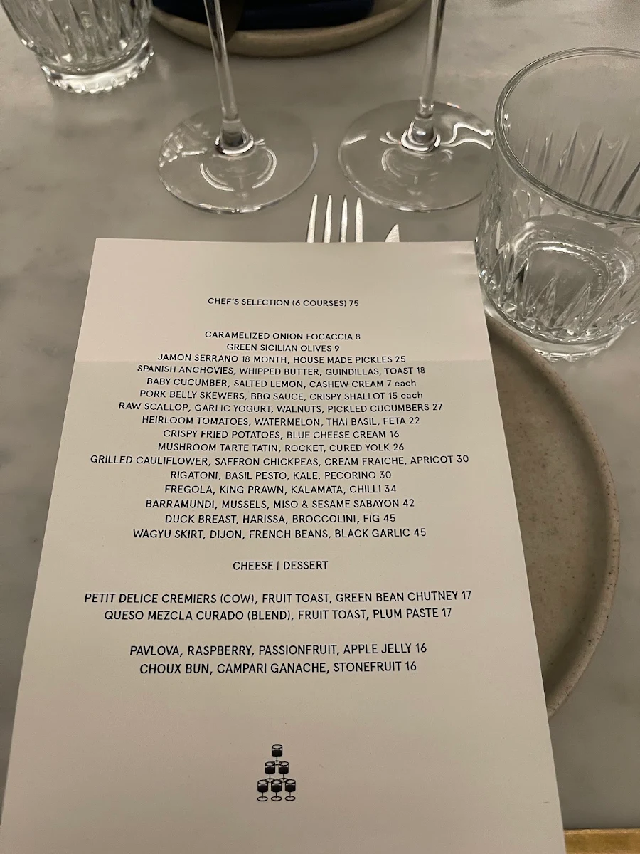 Menu, Leigh Street Wine Room