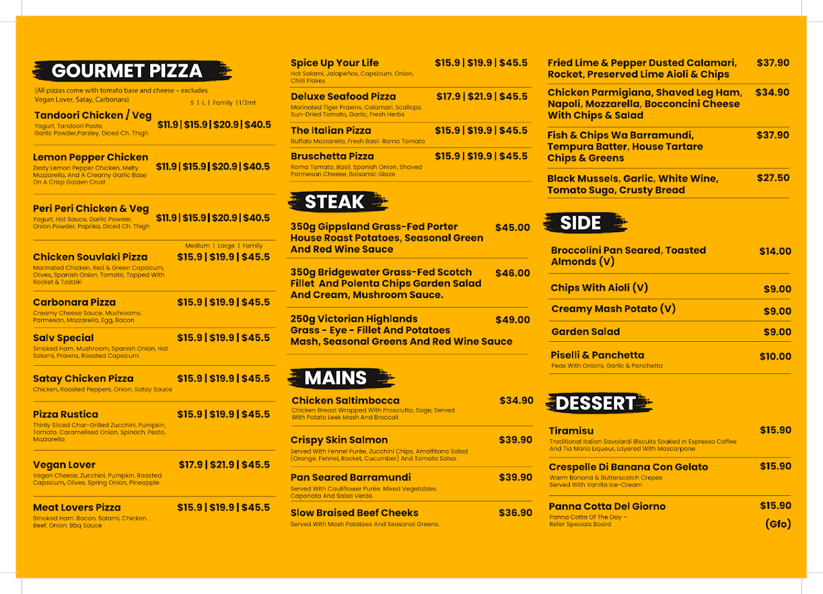 Menu, Stone Bar and Grill