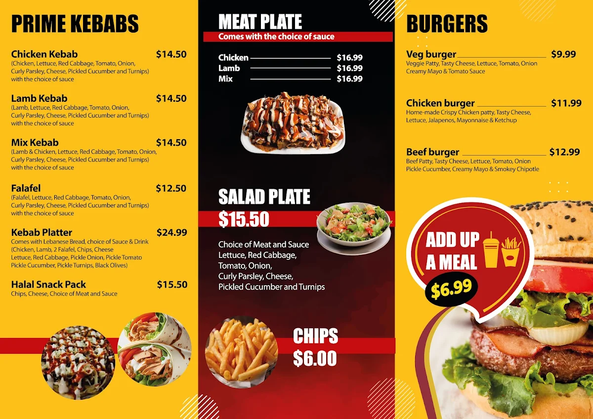 Menu, Food on Wheels