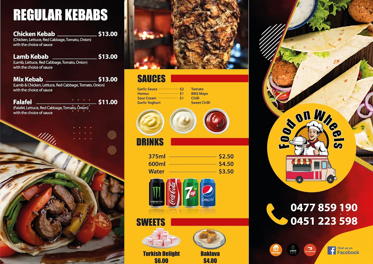 Menu, Food on Wheels