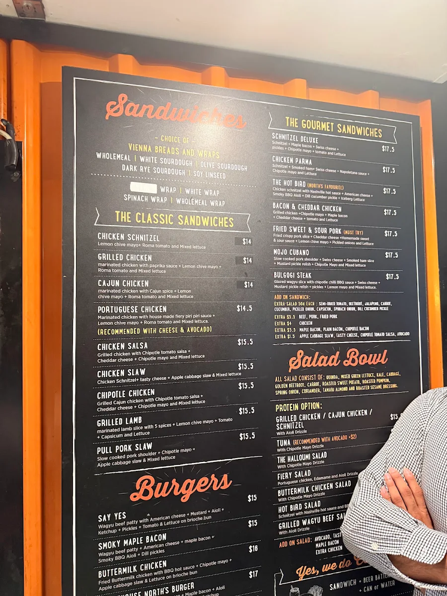 Menu, North Sandwiches and Burger Bridge St